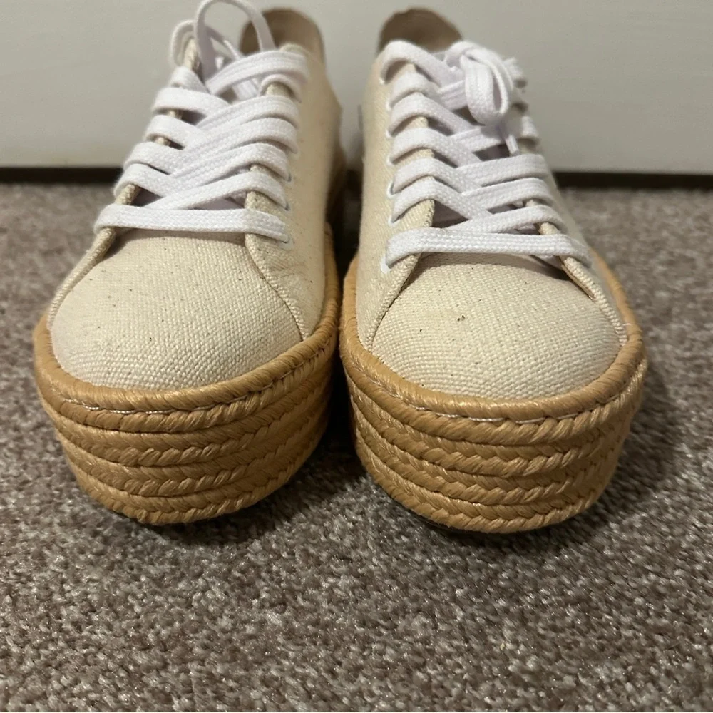 Schutz Clover Beige Canvas Espadrille Platform Sneakers Women’s Size 6B Summer